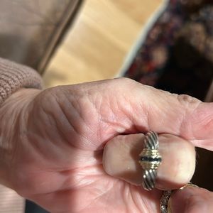 David Yurman silver ring with saphires